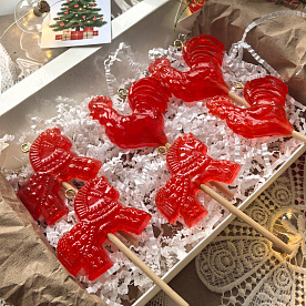 Елочные игрушки "Петушок и лошадка на палочке" ручной работы